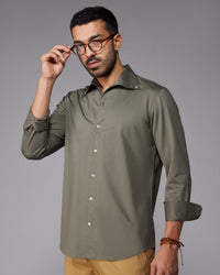 Olive Stretch Knit Shirt