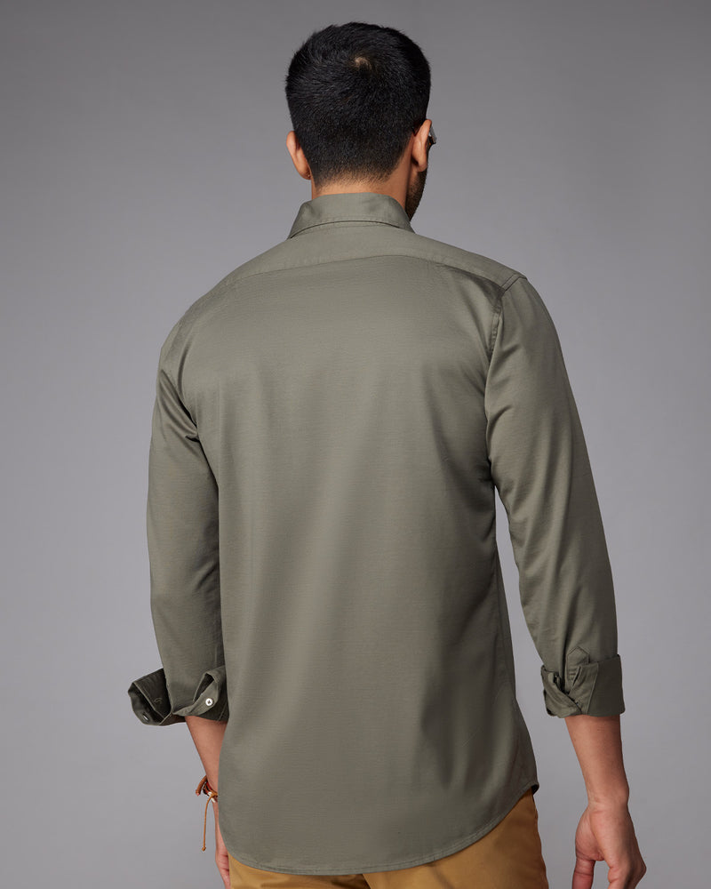 Olive Stretch Knit Shirt