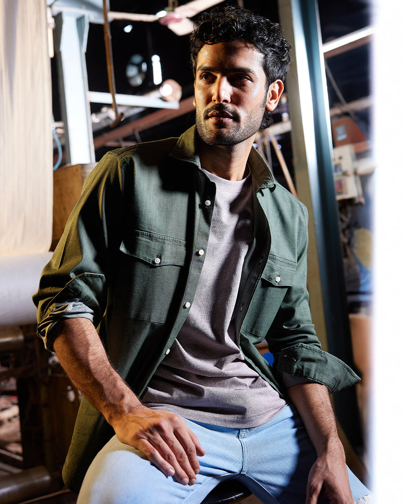 Olive Denim Shirt