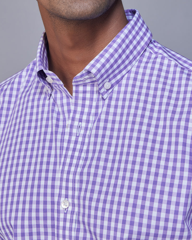 Purple Gingham Checked Shirt