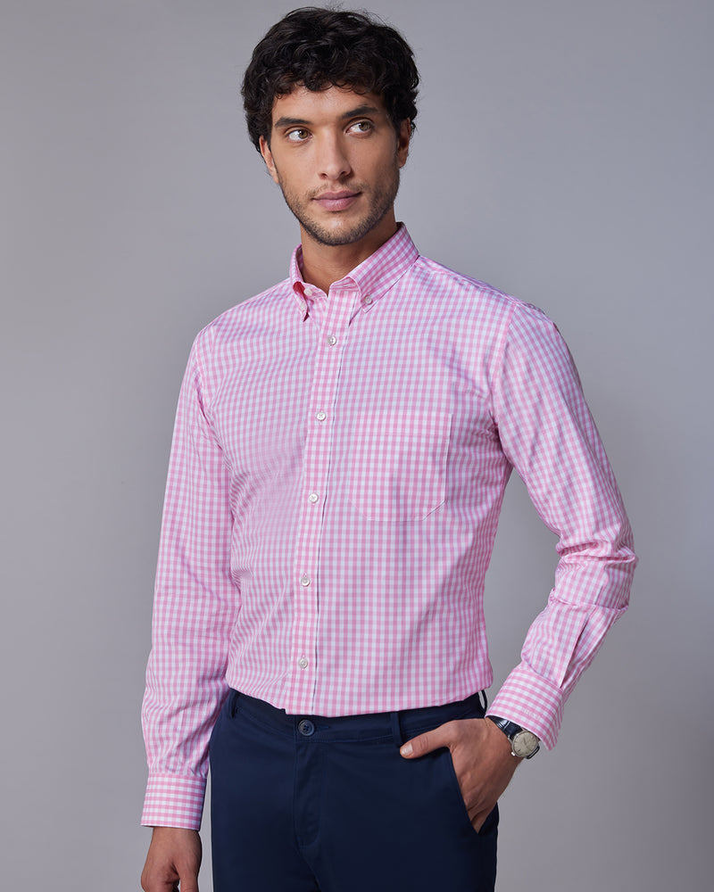Pink Gingham Checked Shirt