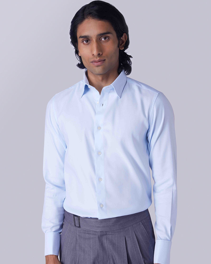 Pale Blue Stretch Dobby Shirt