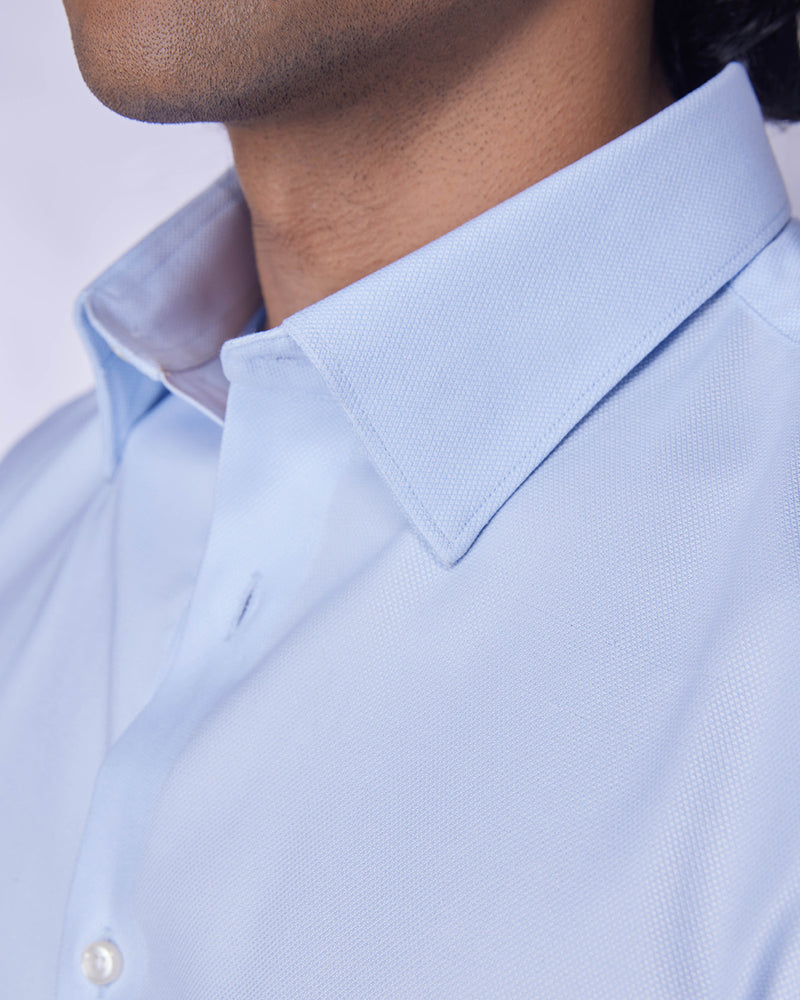 Pale Blue Stretch Dobby Shirt