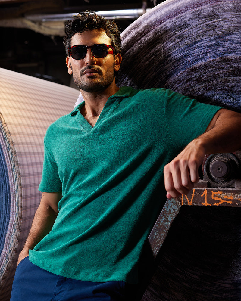Signature Terry Towel Polo T-Shirt - Green