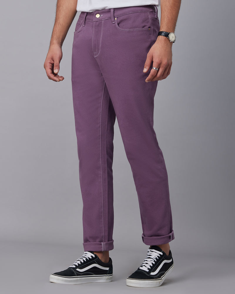 Smoked Twill Stretch Jeans - Purple
