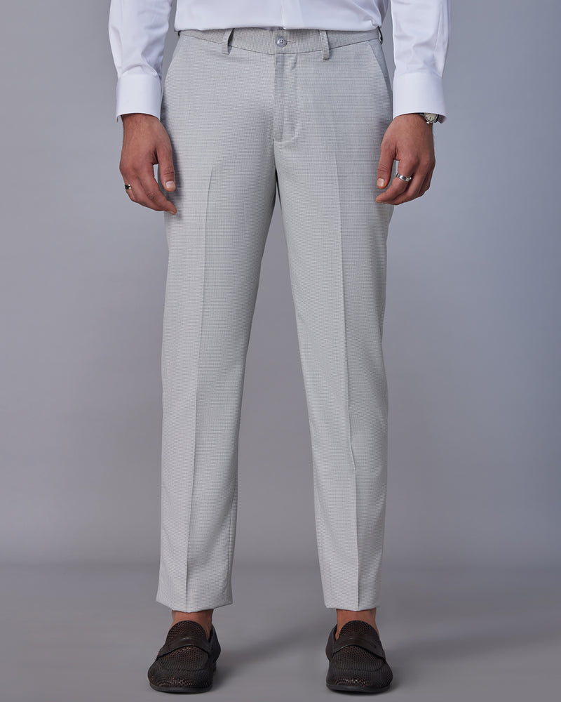 Splendour Houndstooth Dress Pants - Light Grey