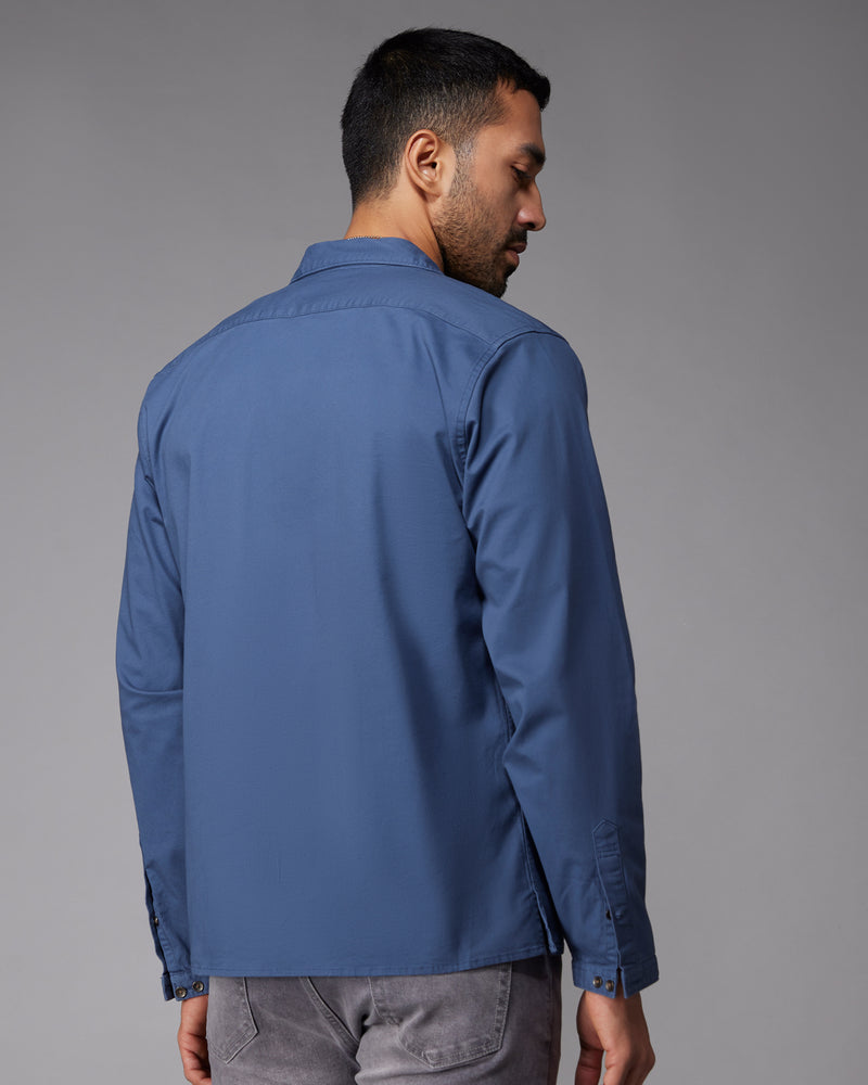 Steel Blue Stretch Twill Shirt