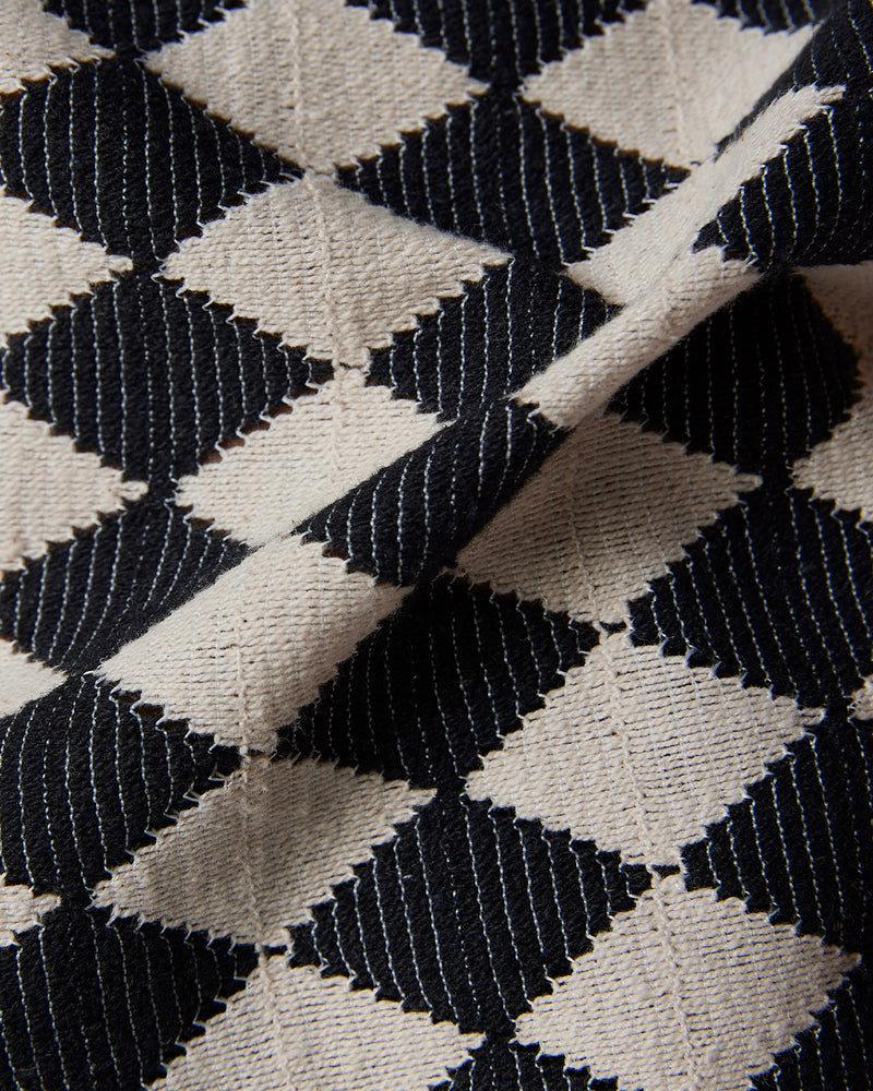 Black & Ecru Half-Sleeve Diamond Crochet Shirt