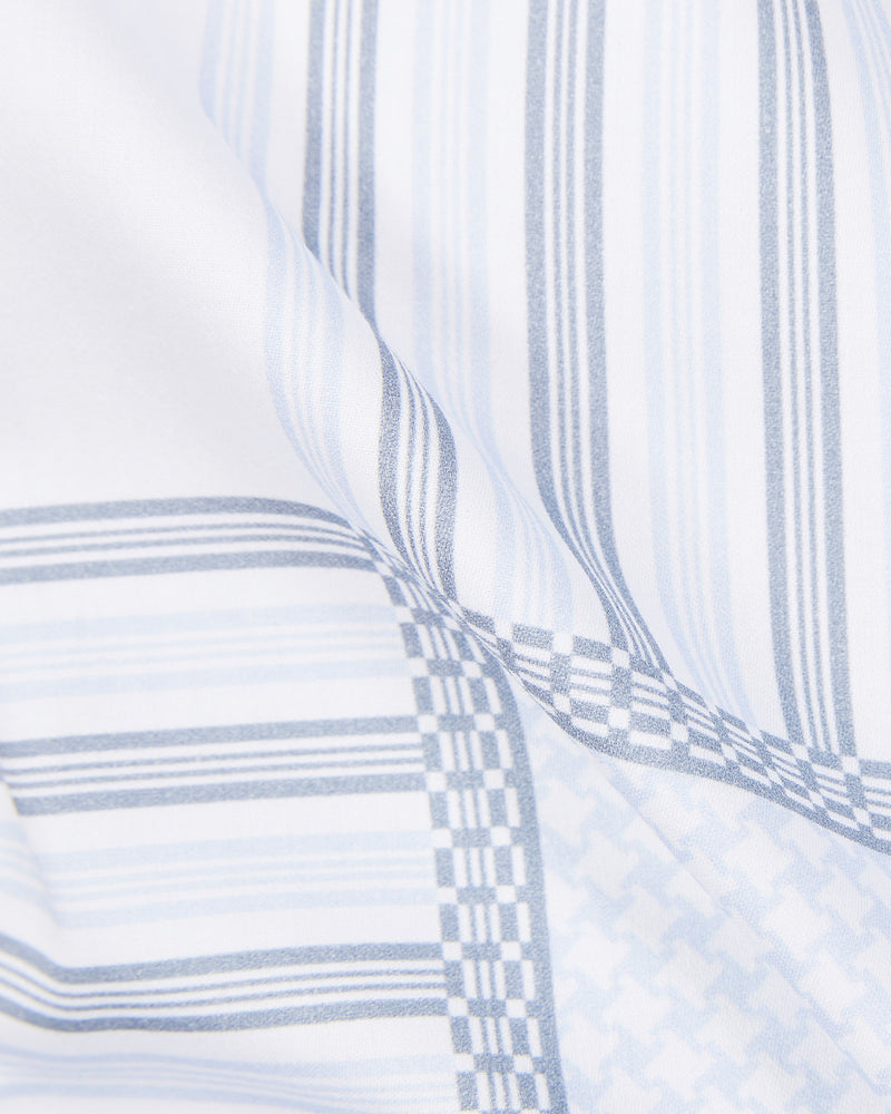 White & Purple Line Printed Shirt
