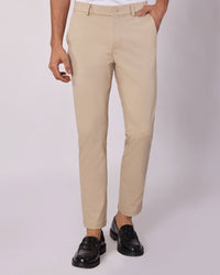 Tailored 4-Way Stretch Nylon Smart Pants - Beige