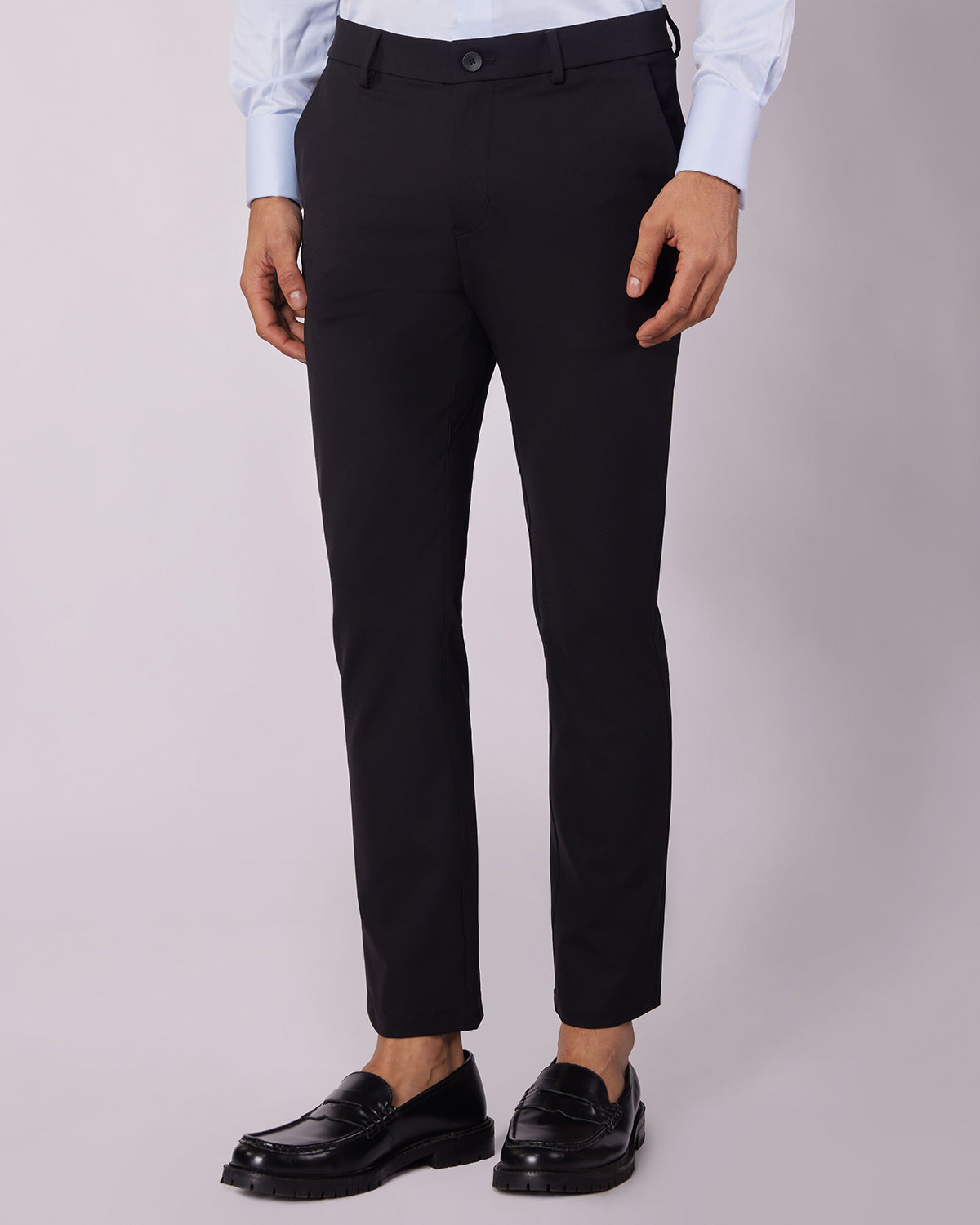Tailored 4-Way Stretch Nylon Smart Pants - Black
