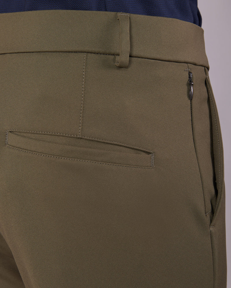 Tailored 4-Way Stretch Nylon Smart Pants - Olive