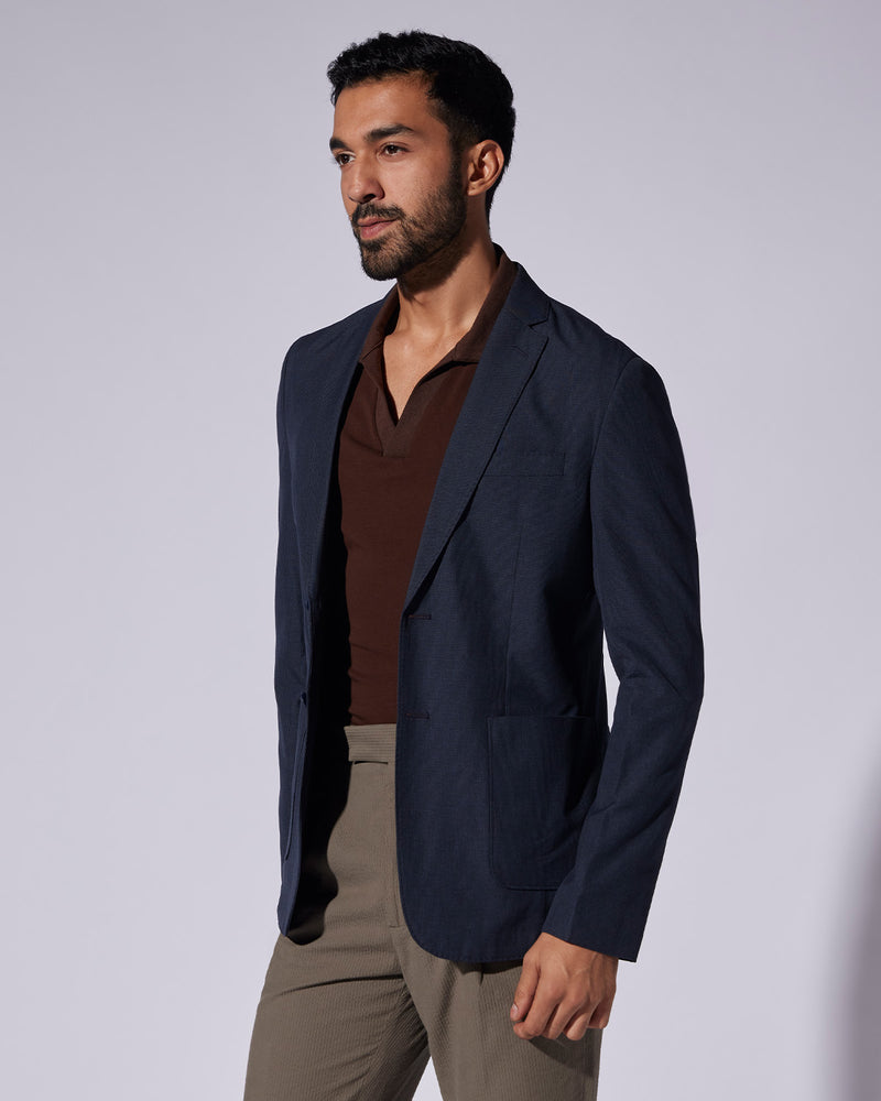 The Rockwell Houndstooth Blazer - Blue