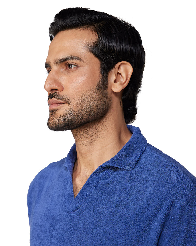 Signature Terry Towel Polo T-Shirt - Dark Blue