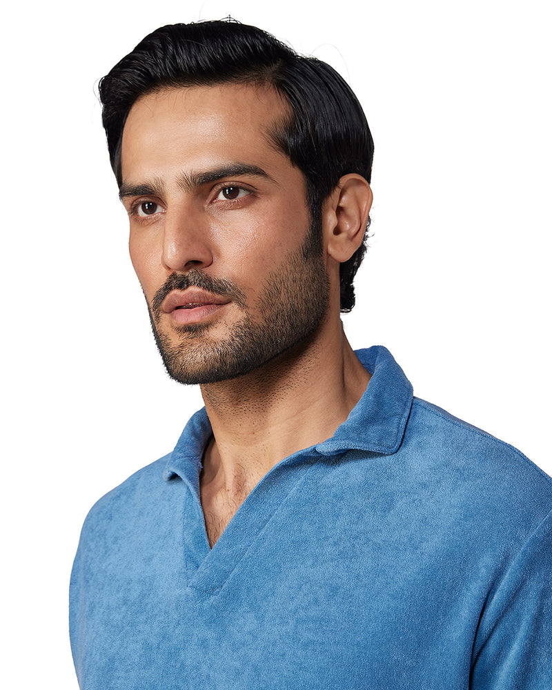 Signature Terry Towel Polo T-Shirt - Blue