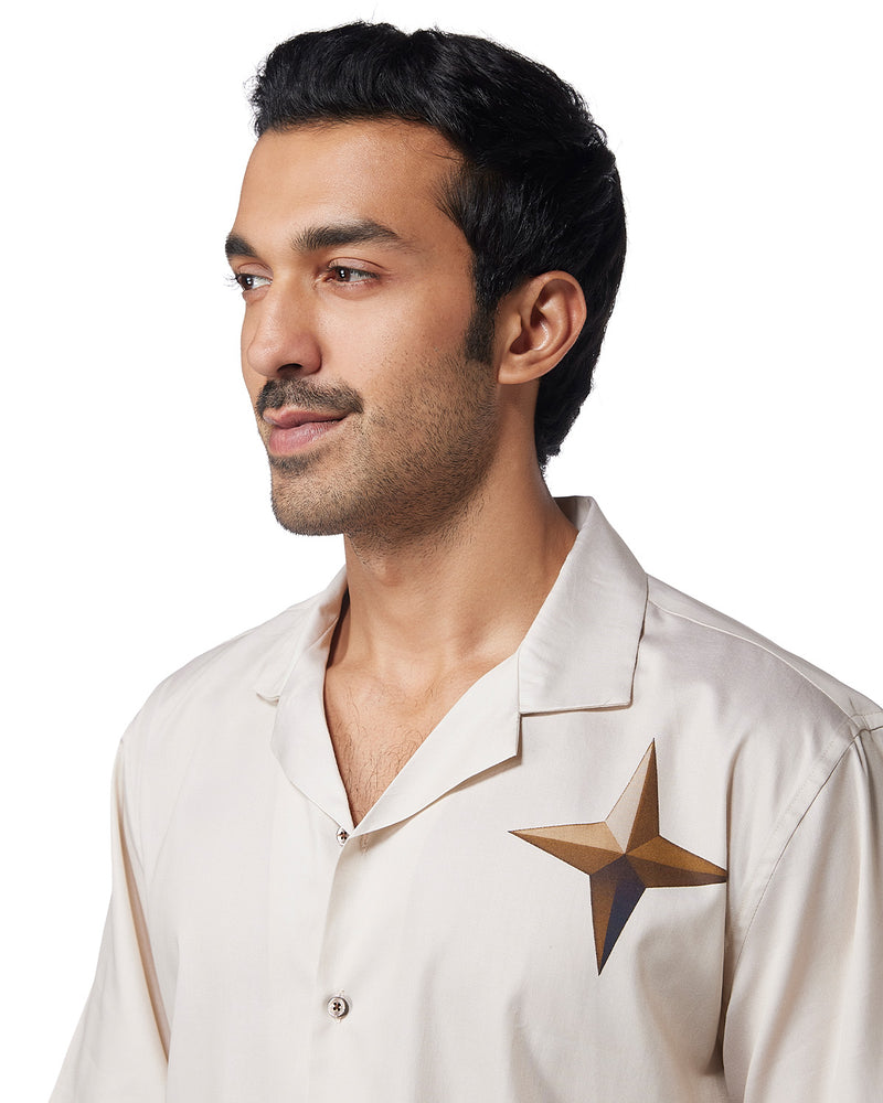 Beige Star Printed Shirt