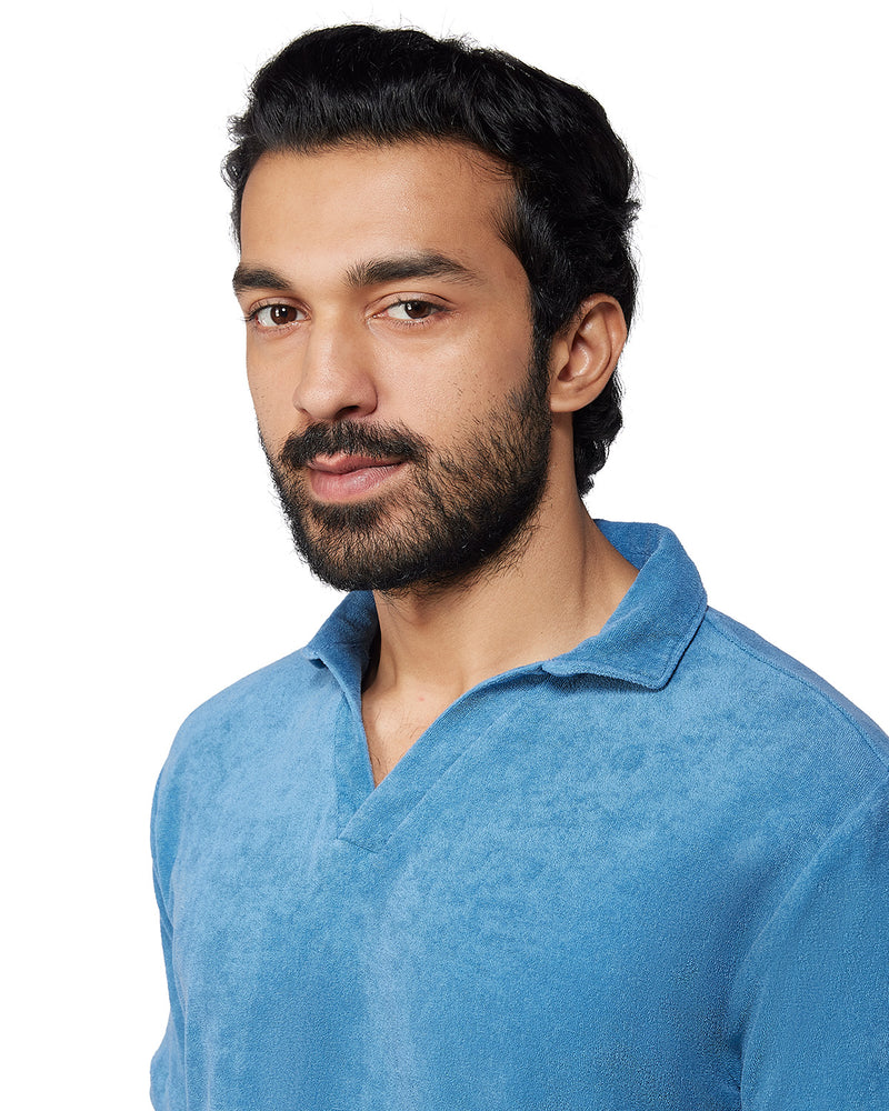 Signature Terry Towel Polo T-Shirt - Blue