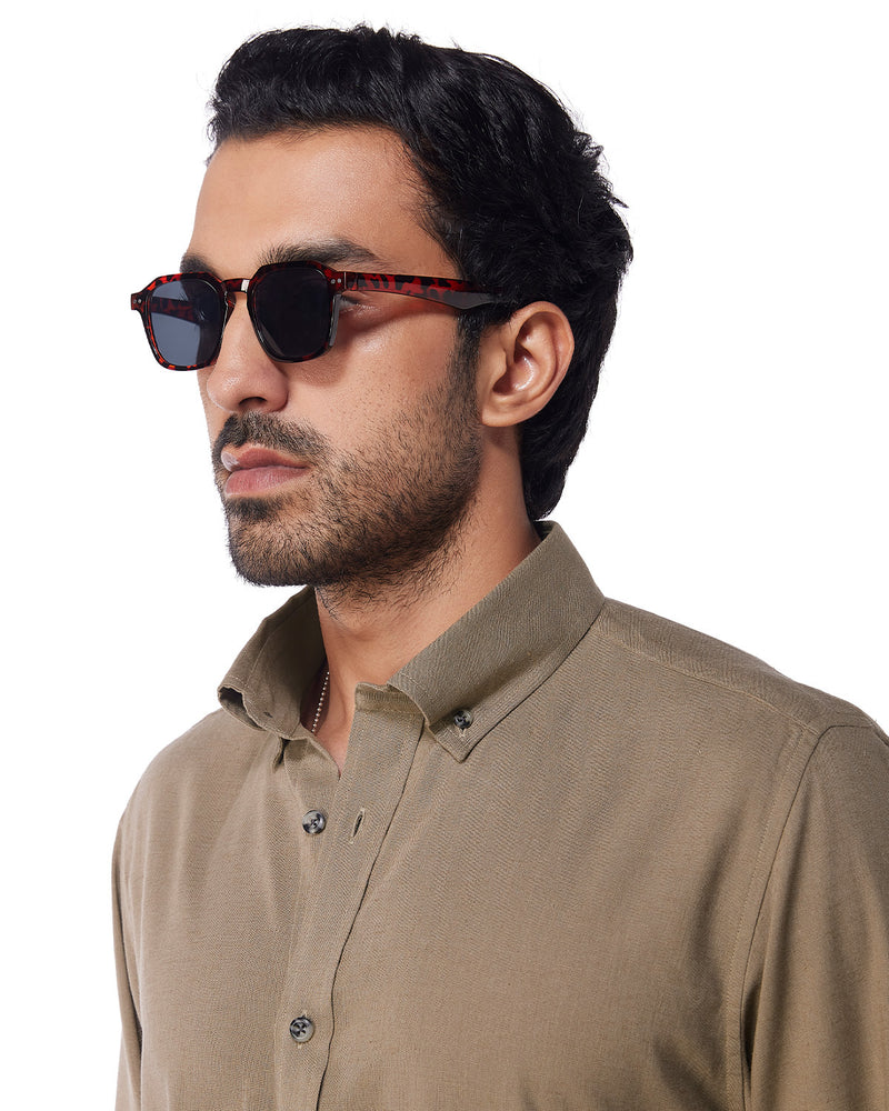 Dark Olive Blended Linen Soft Washed Shirt