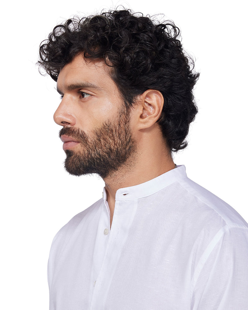 Soft White Cotton Linen Shirt