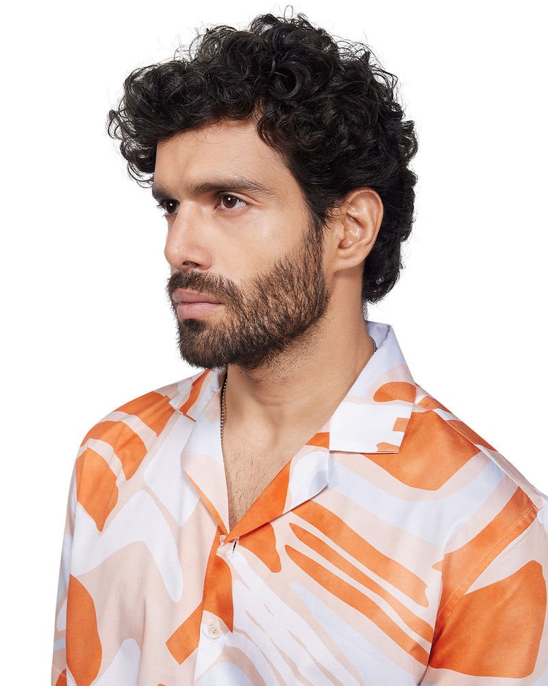 Orange Abstract Printed Shirt