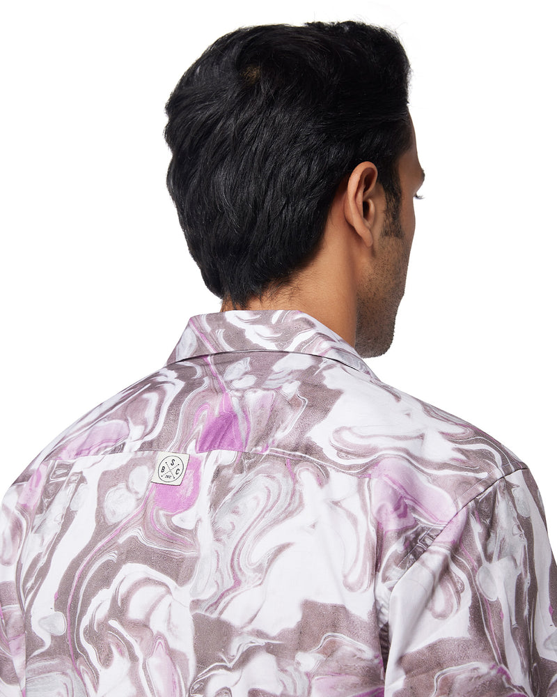 Purple & White Marble Printed Shirt