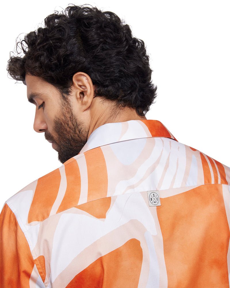 Orange Abstract Printed Shirt