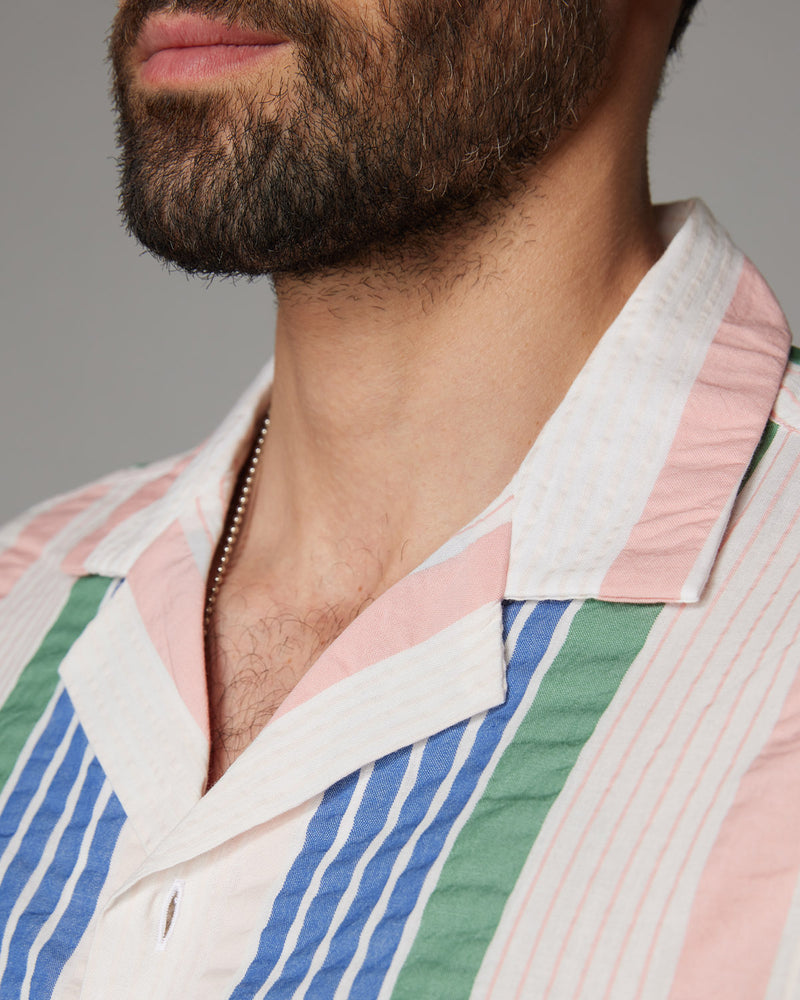 Multicoloured Half-Sleeve Seersucker Shirt