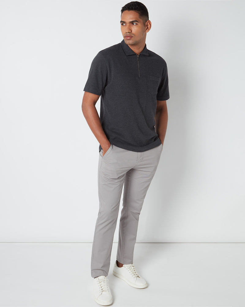 Signature Zipper Polo T-Shirt - Dark Grey