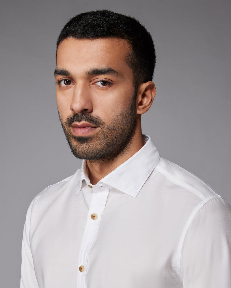 White Lyocell Twill Shirt