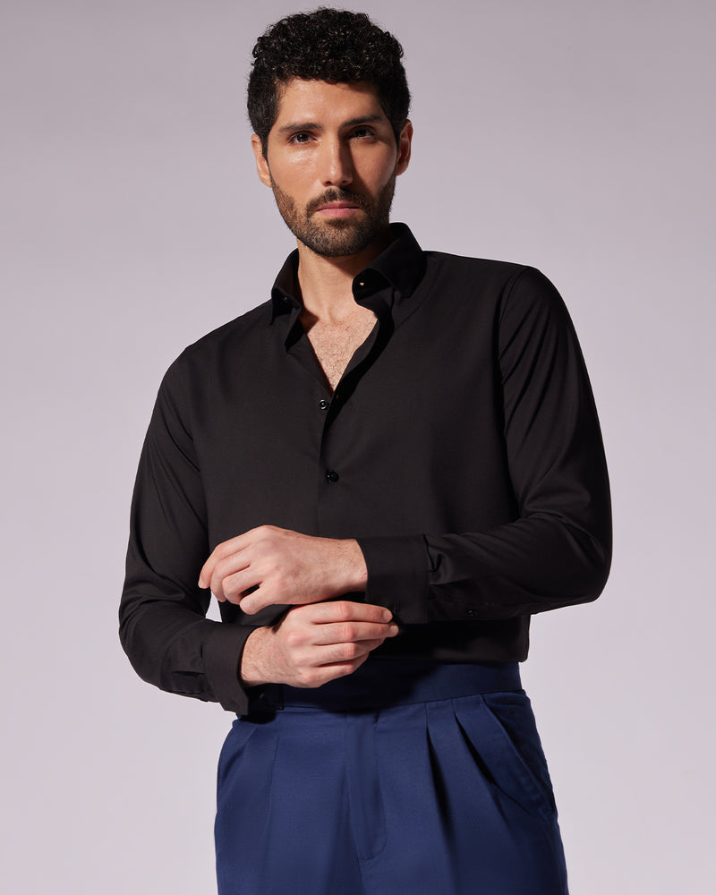 Black Wrinkle Free Stretch Shirt