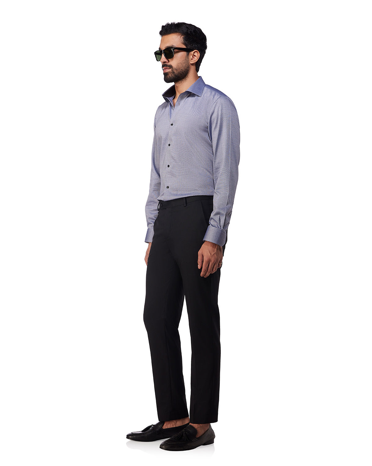 Stretch Dobby Shirt - Navy & White
