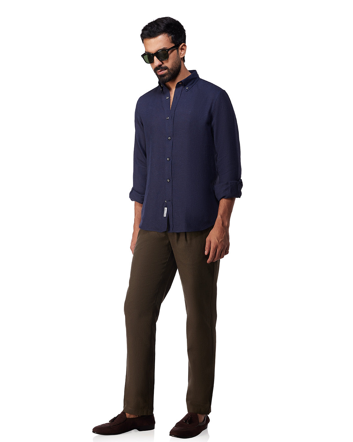 100% Linen Shirt - Navy
