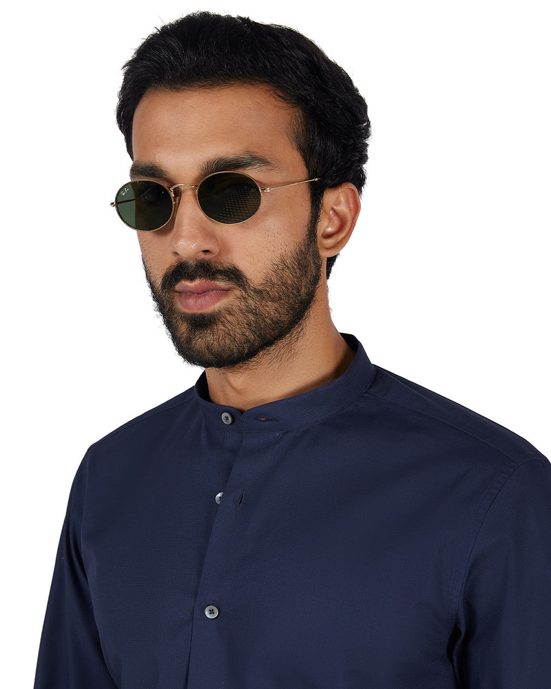 Cotton Dobby Shirt - Navy