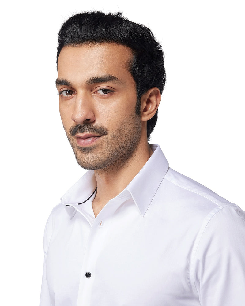 Classic Stretch Cotton Shirt - White