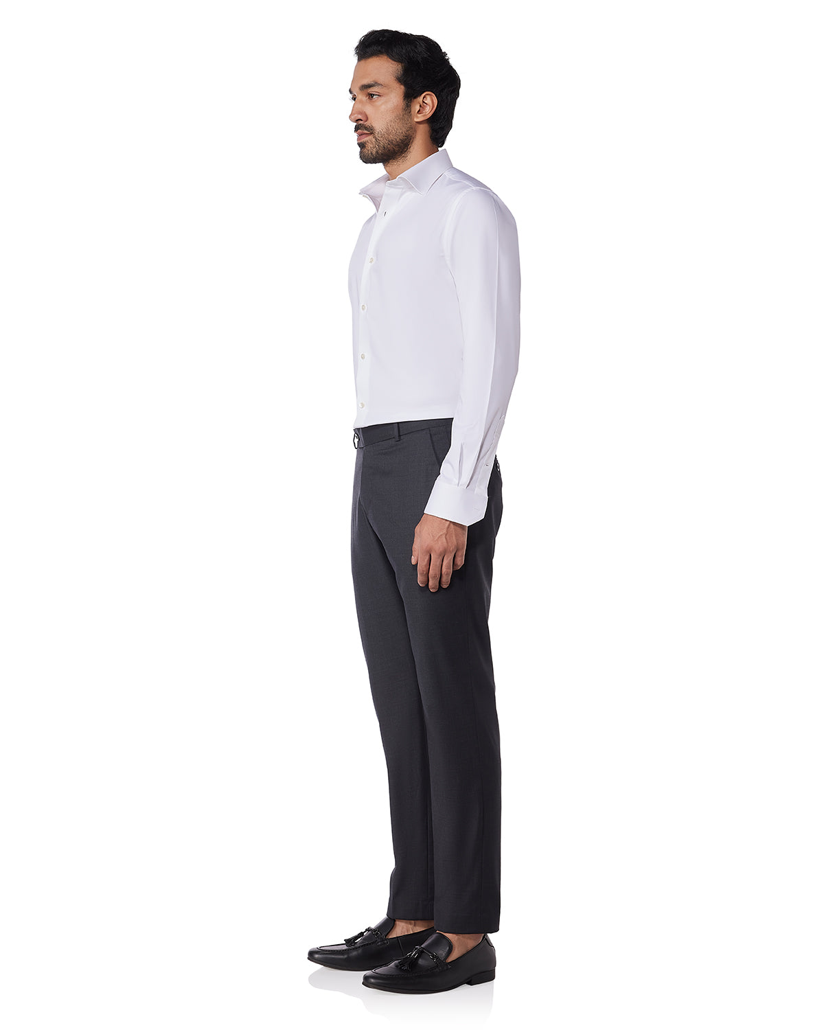 Wrinkle-Free Stretch Satin Shirt - White