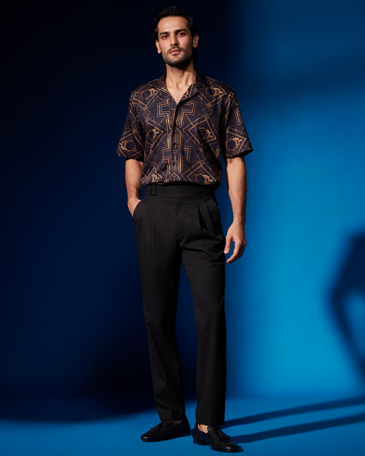Aurum Printed Shirt - Gold & Black