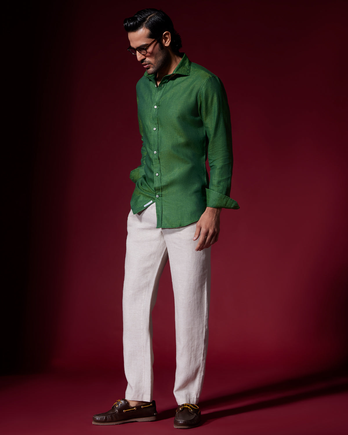 100% Linen Shirt - Green