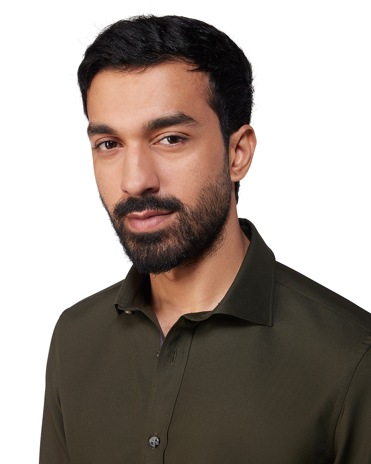 Smooth Cotton Poplin Shirt - Olive