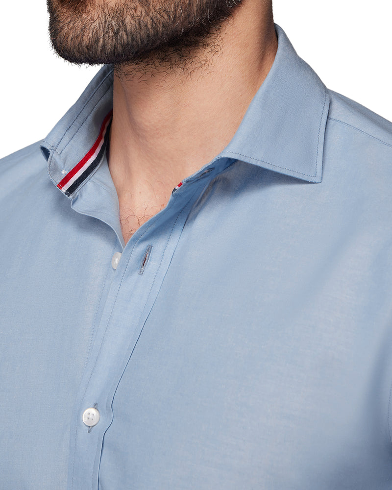 Stretch Poplin Shirt - Blue