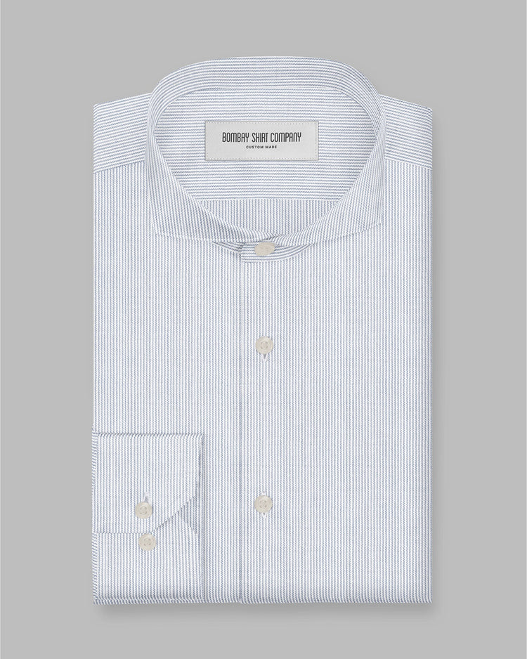 Serac Twill Pinstriped Shirt - Blue