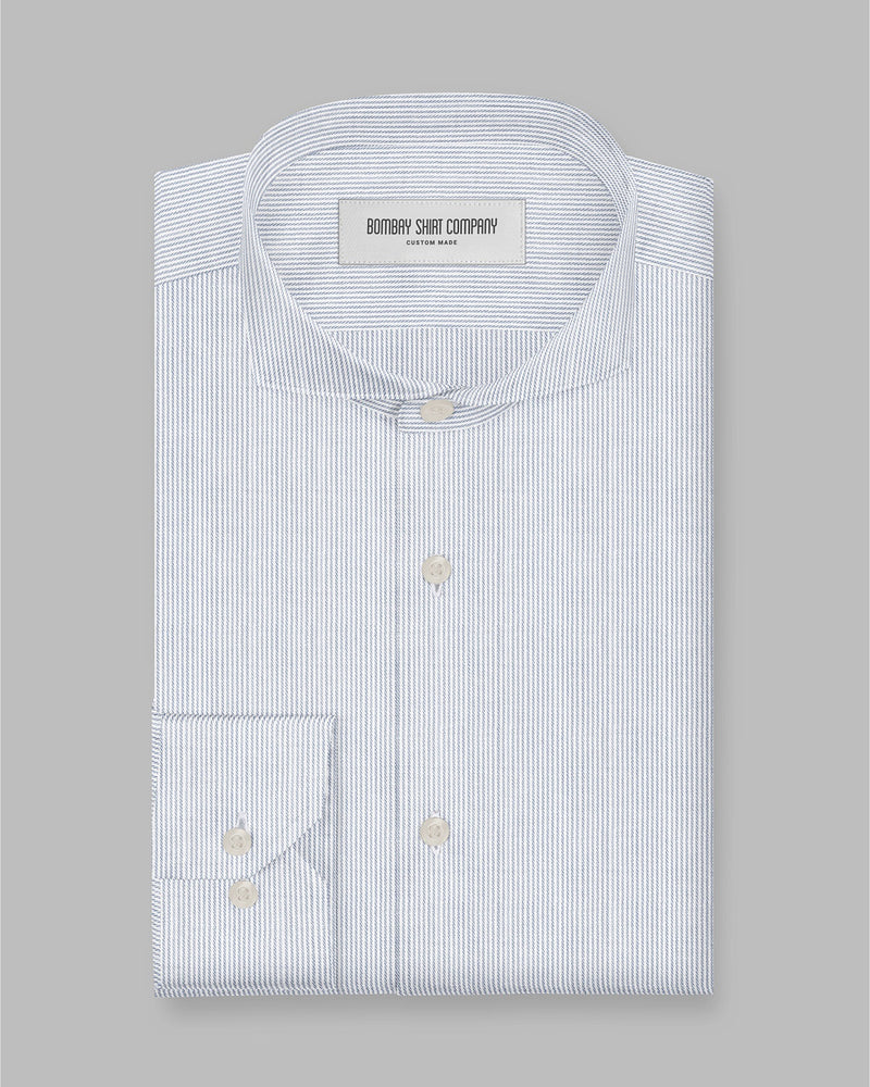 Serac Twill Pinstriped Shirt - Blue