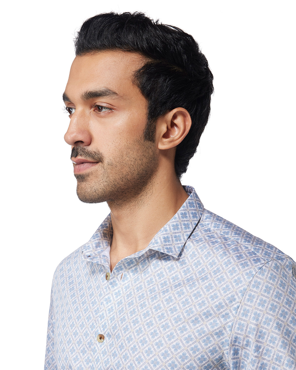 Floral Tile Printed Shirt - Blue