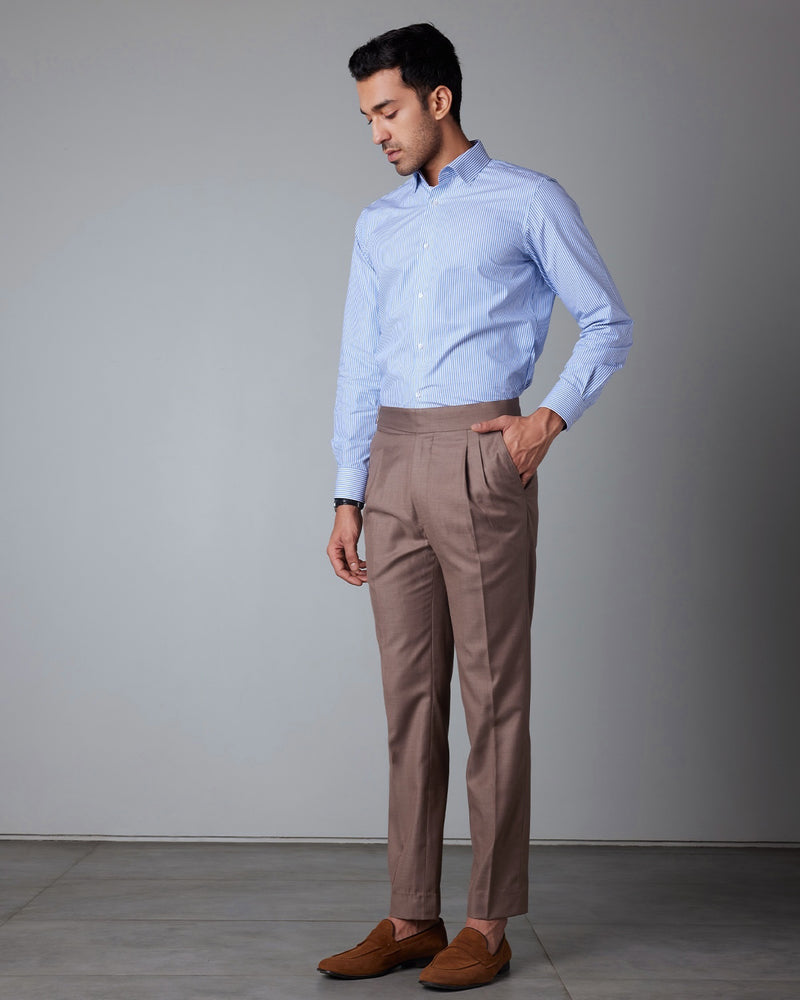 Dark Blue Poplin Striped Shirt – Bombay Shirt Company