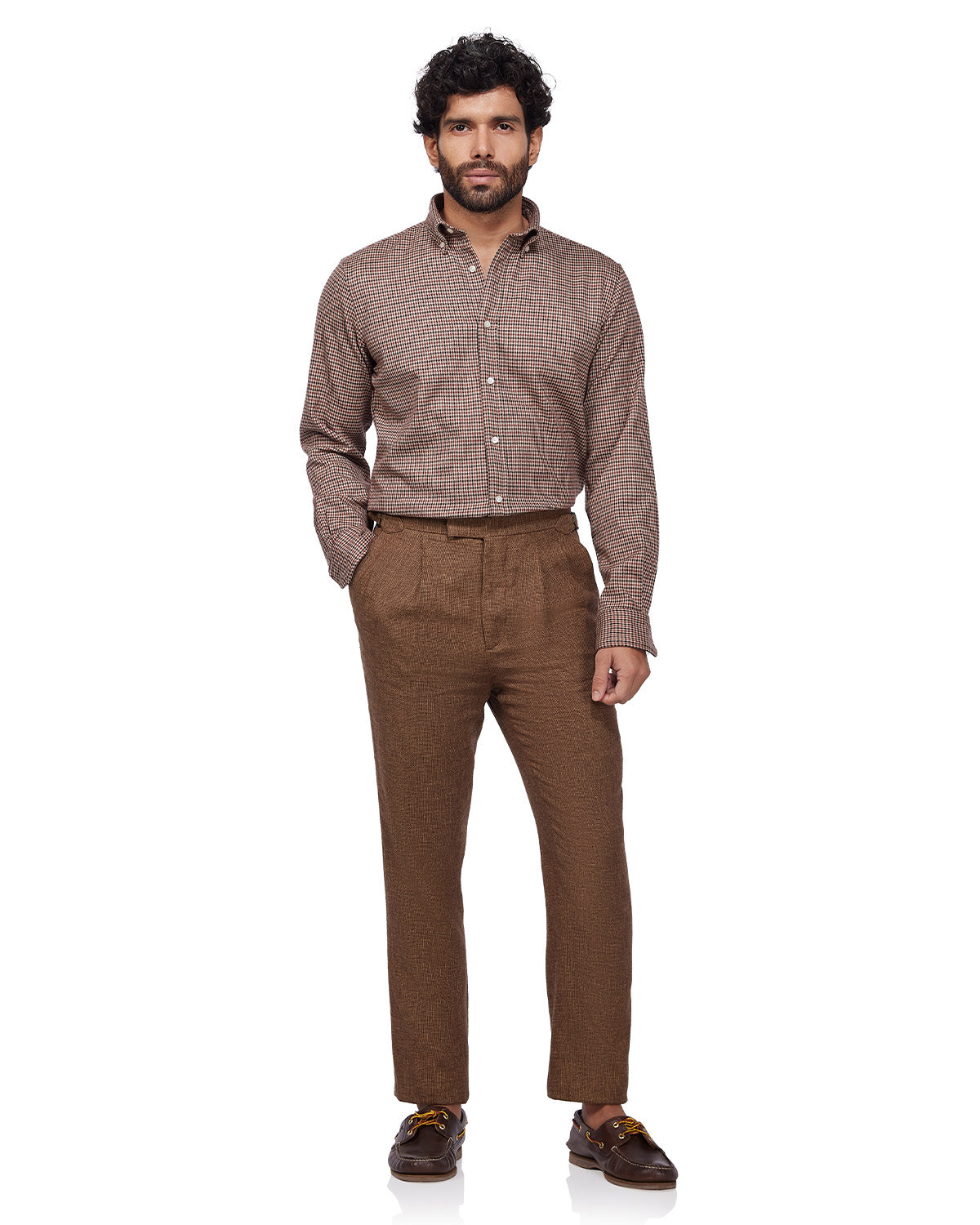 Japanese Blended Wool Stretch Flannel Shirt - Brown & Brick