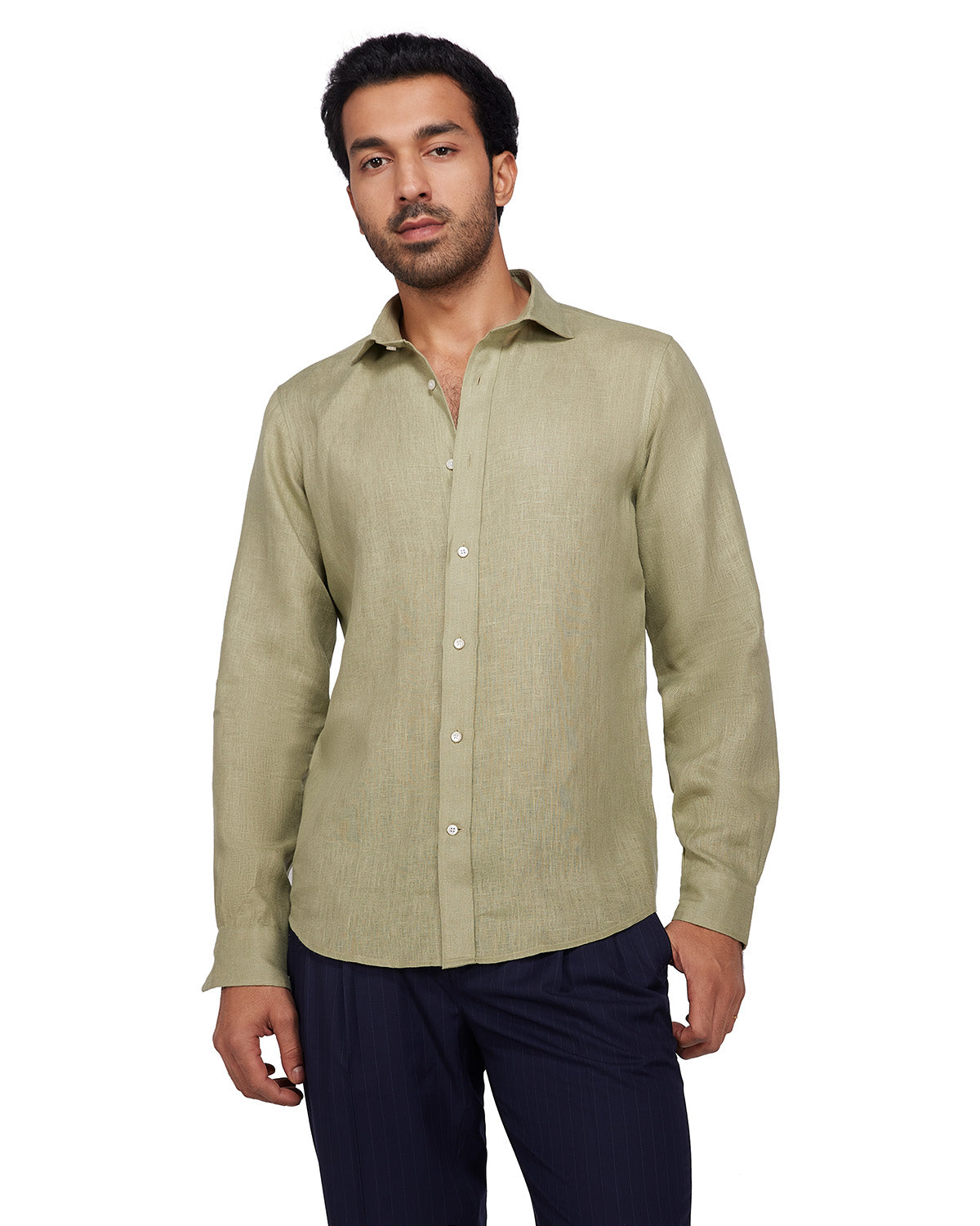 100% Linen Shirt - Green