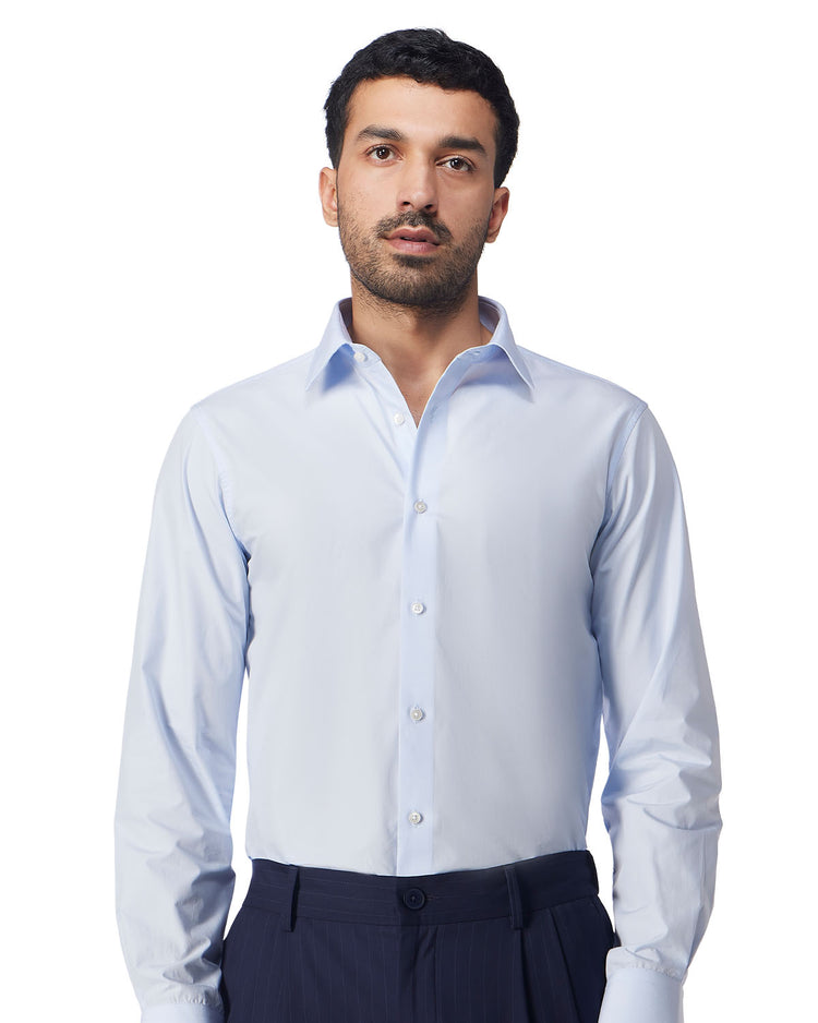 Cotton Poplin Shirt - Light Blue