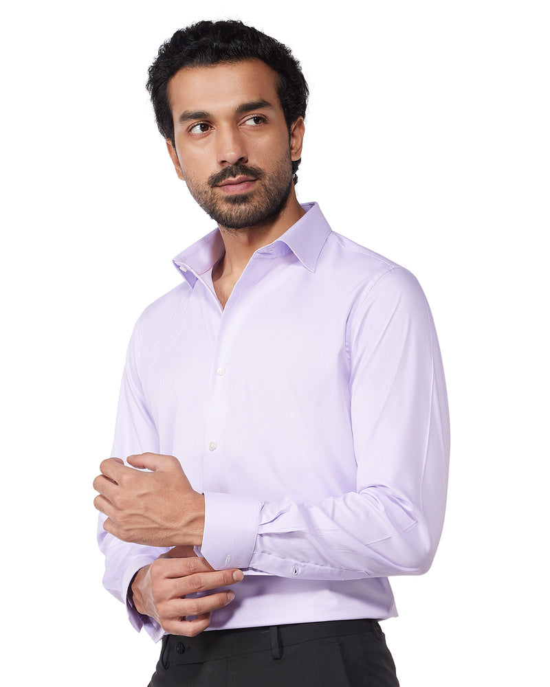 Wrinkle-Free Bamboo-Blend Stretch Pinstriped Shirt - Lavender