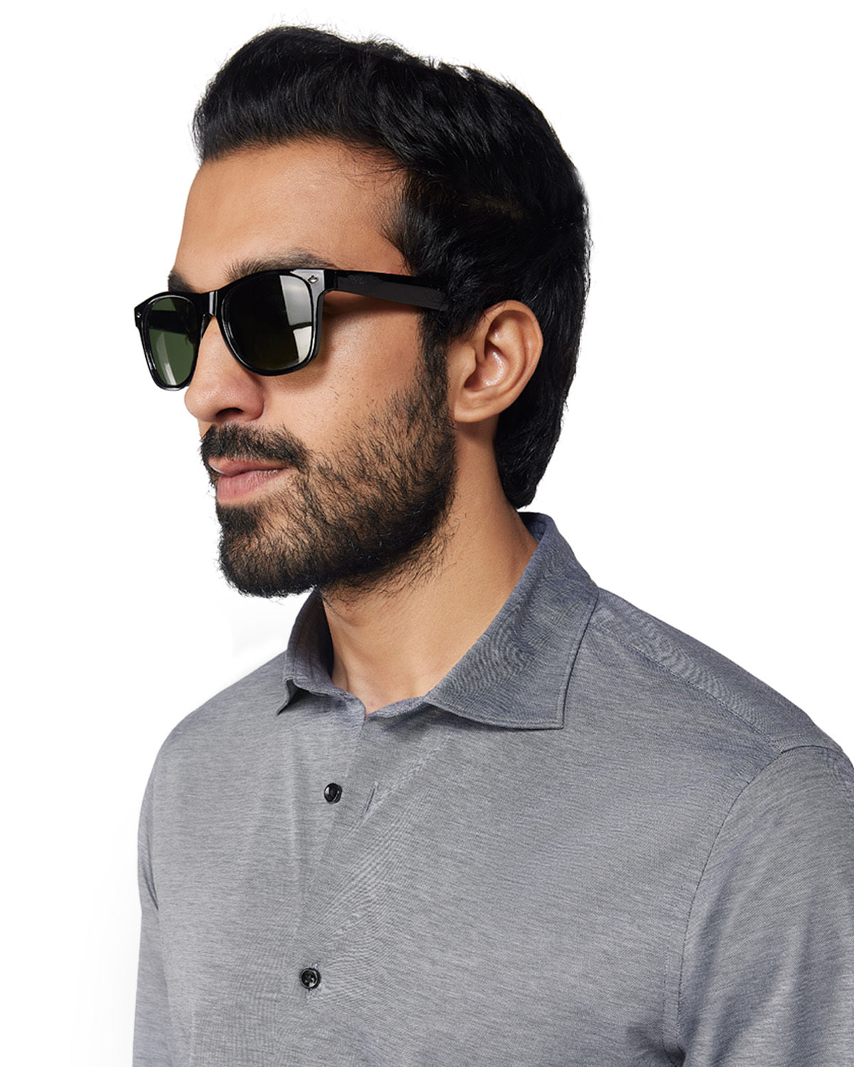 Stretch Cotton Knit Shirt - Grey