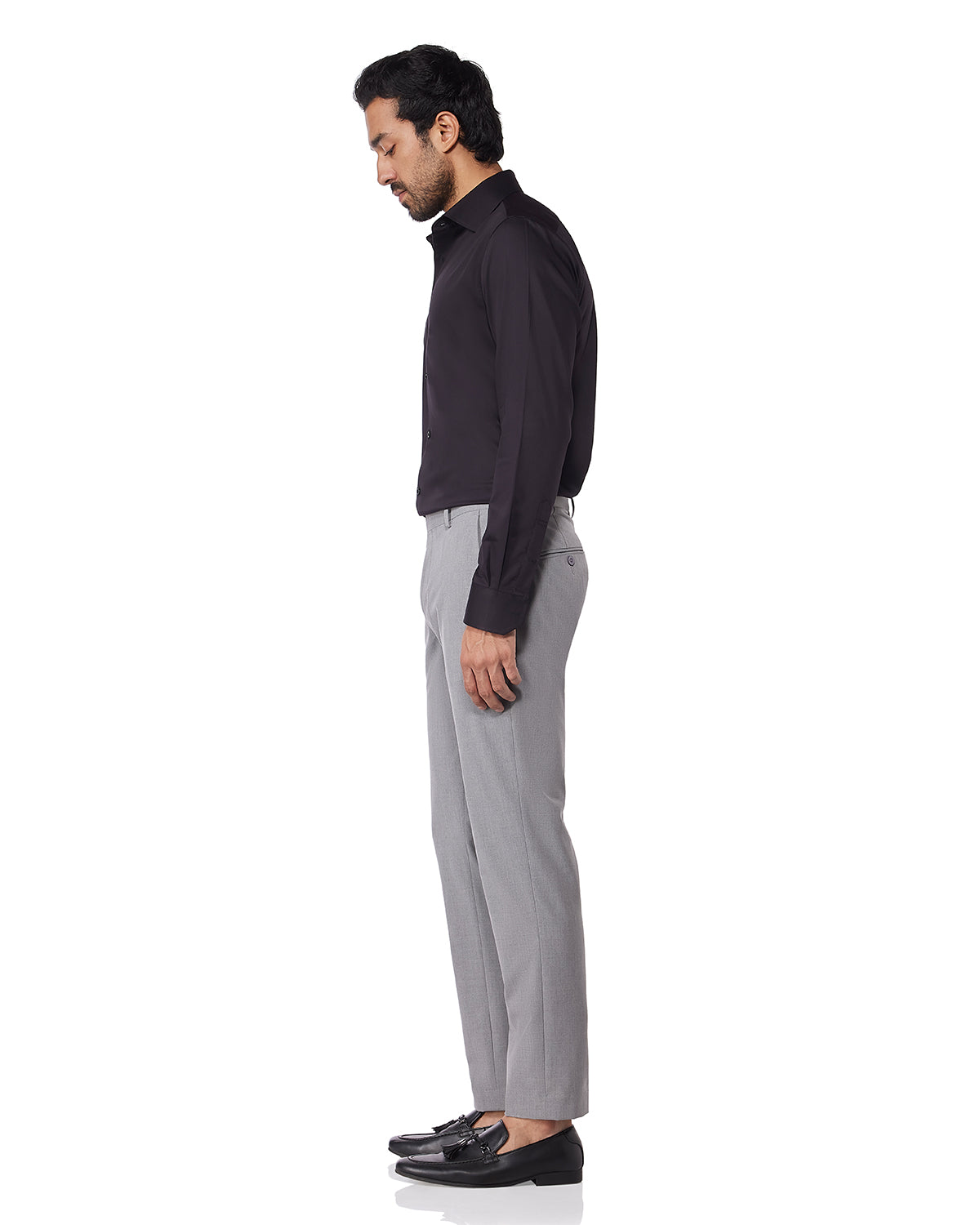 Wrinkle-Free Stretch Satin Shirt - Black