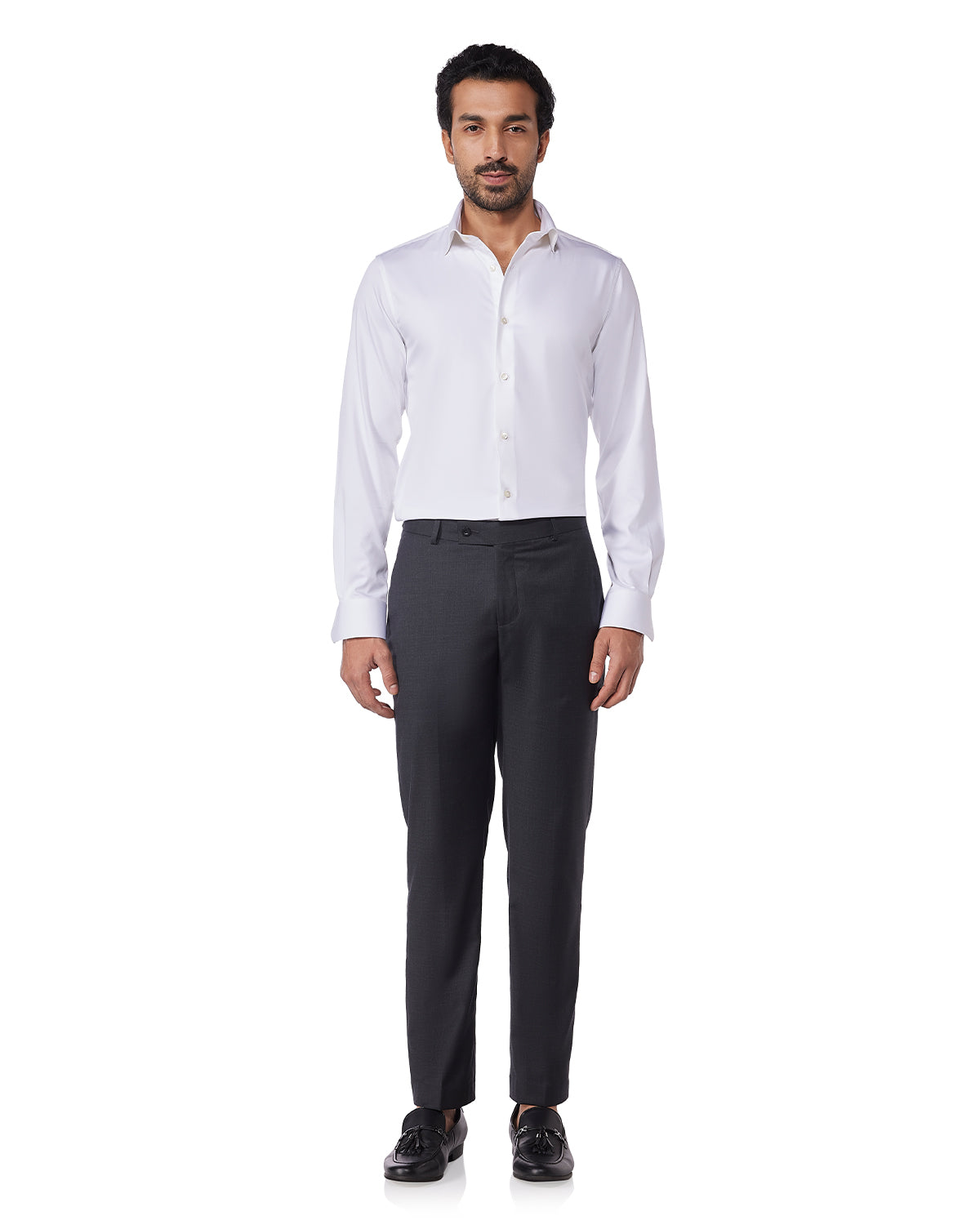 Wrinkle-Free Stretch Satin Shirt - White